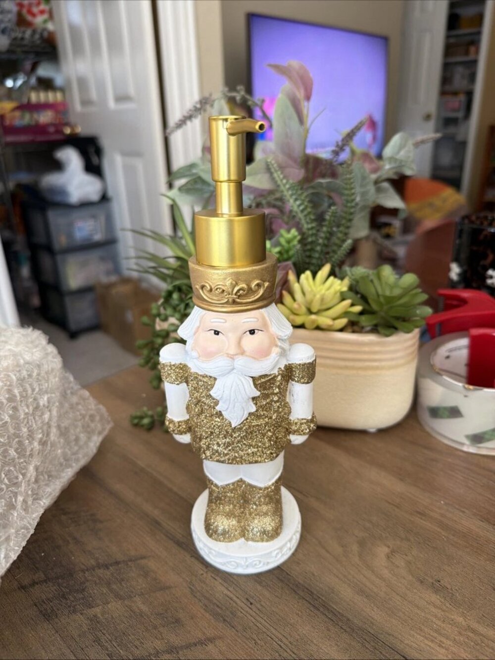 Avanti Nutcracker Gold Holiday Resin Soap/Lotion Dispenser